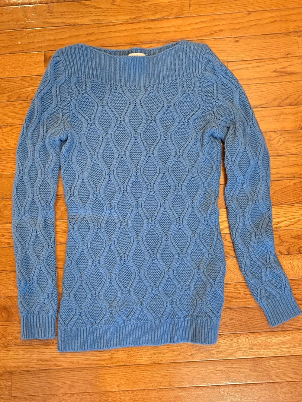 LOFT Women’s Blue Cable-Knit Crewneck Sweater